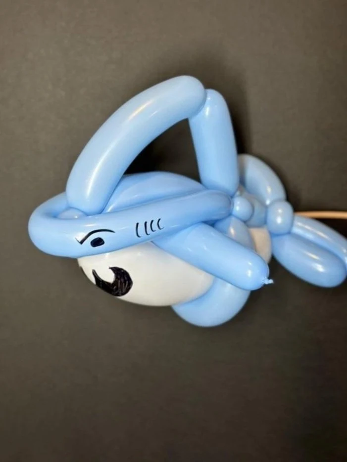 Blue shark balloon sculpture
